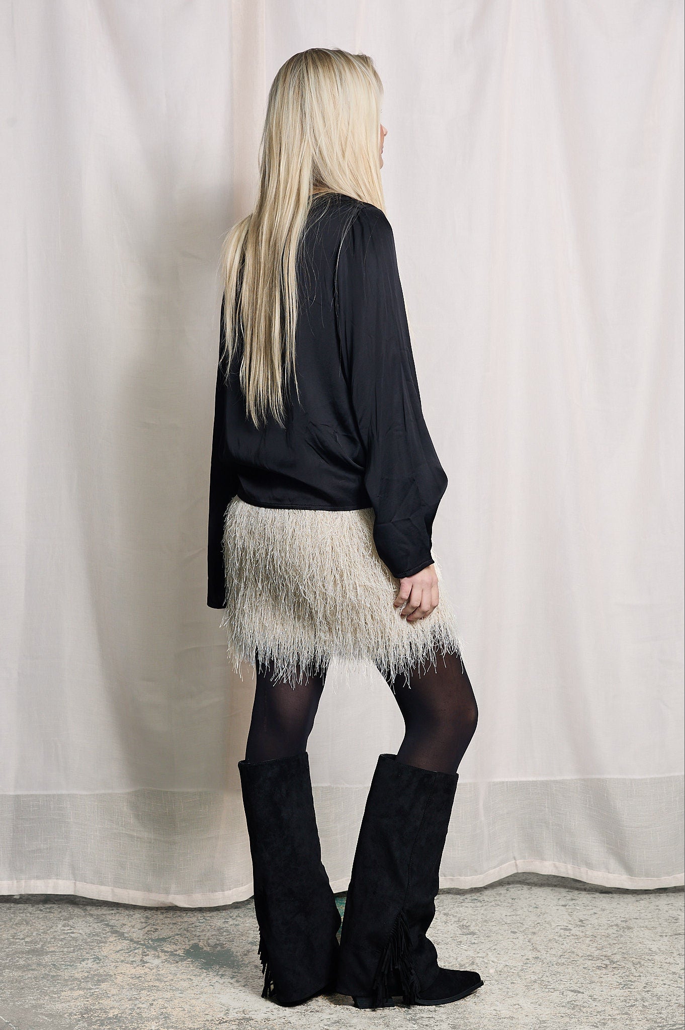 Solid Black top with trumpet sleeve