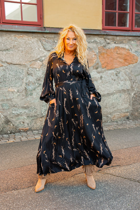 Dress big sleeve twig print