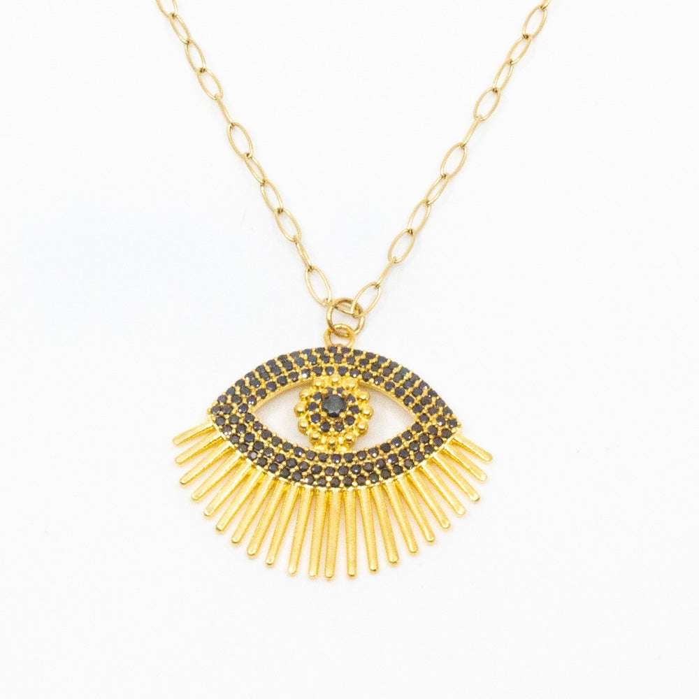 Eye gazing Necklace w twist chain