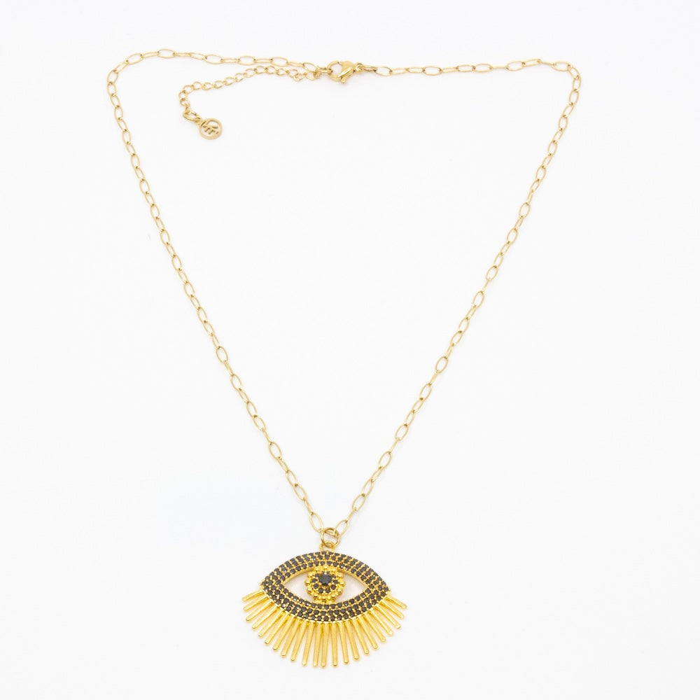 Eye gazing Necklace w twist chain